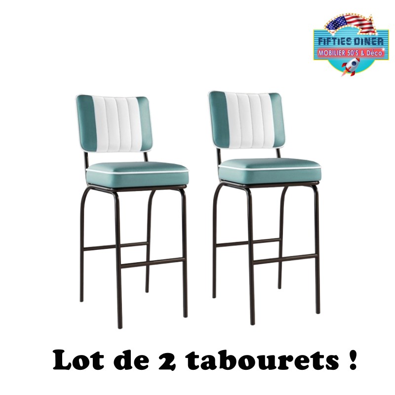 tabourets de bar américains rétro vinyle vert turquoise