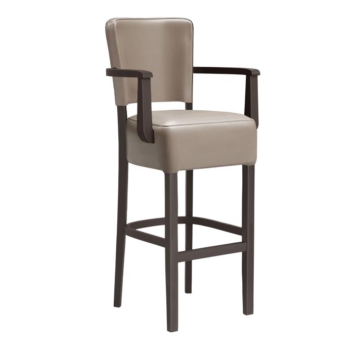 tabouret americain avec dossier et accoudoirs vinyle beige taupe
