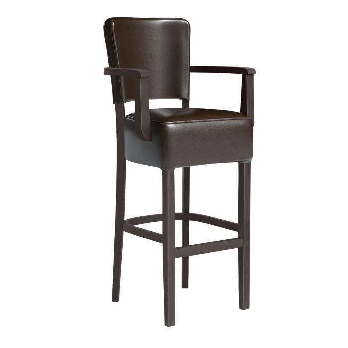 tabouret de bar avec accoudoirs vinyle marron