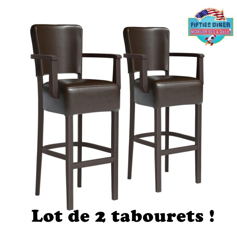 paire de tabouret américains avec accoudoirs et dossier