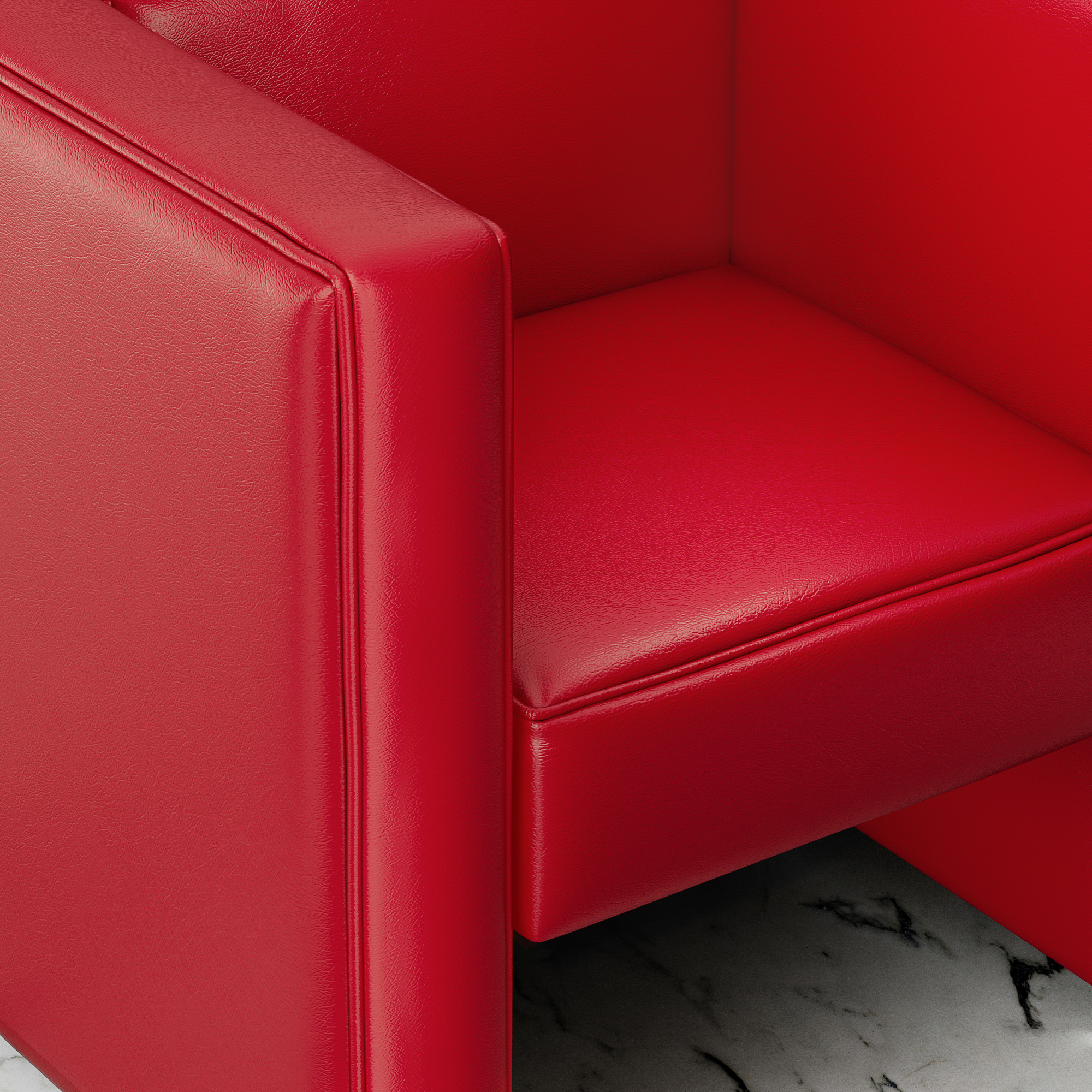 fauteuil club rétro vinyle rouge