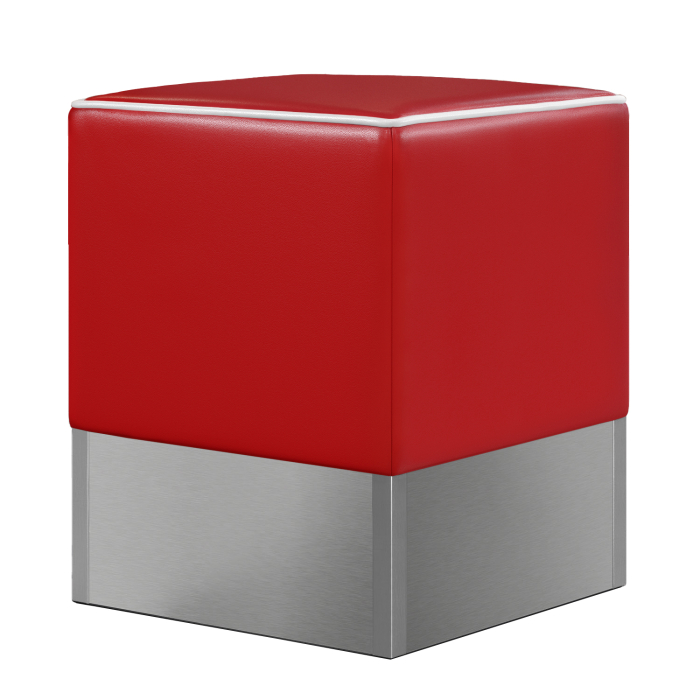 pouf rétro de Diner base inox vinyle rouge