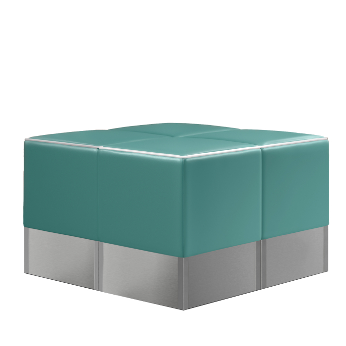 carré de poufs pour restaurant en vinyle turquoise