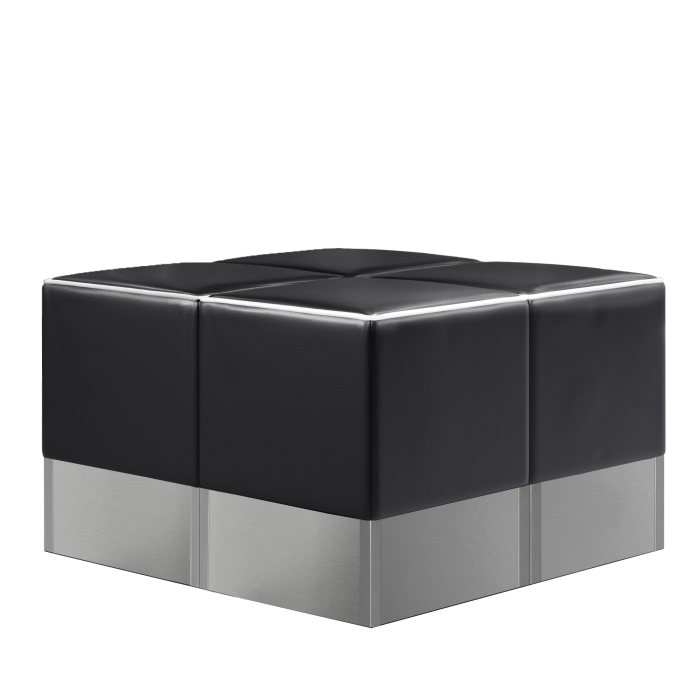 lot carré de 4 poufs rétro noirs en vinyle