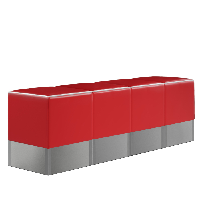 pack de 4 tabourets pour banquette rétro de restaurant vinyle rouge
