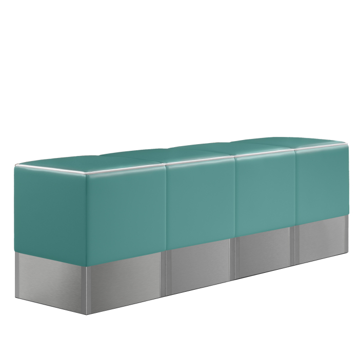 lot de 4 tabourets en vinyle turquoise reliés en banquette de Diner