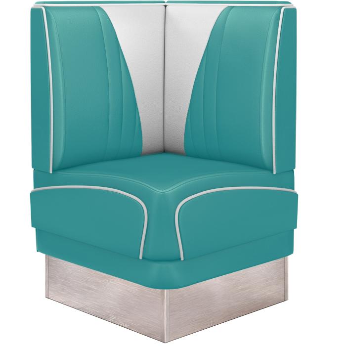 banquette dangle en vinyle bicolore turquoise pour restaurant