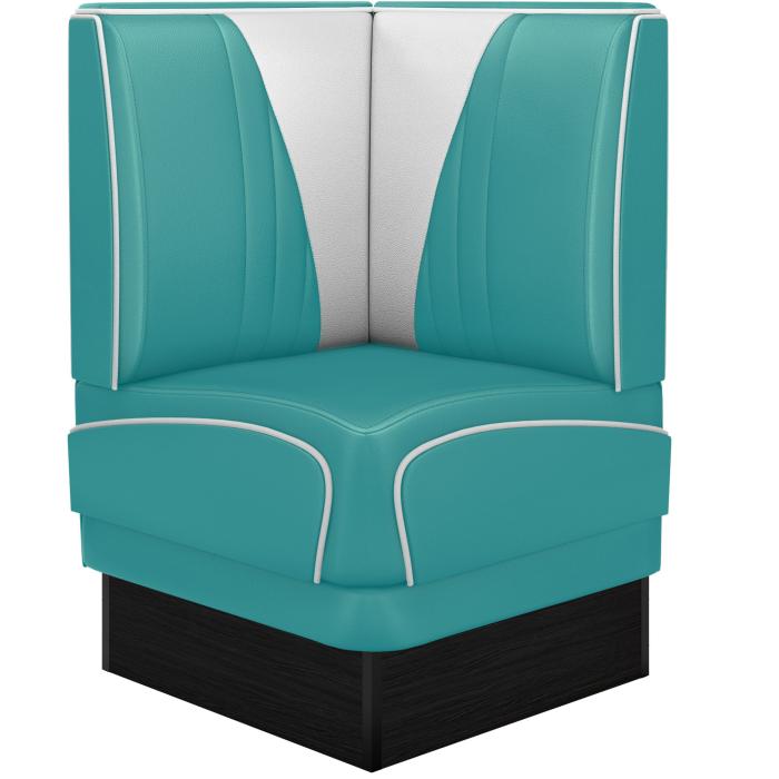 banquette dangle rétro bicolore turquoise et blanc