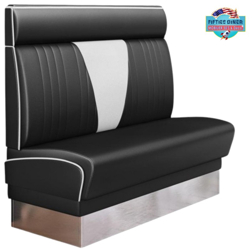 banquette de Diner vintage Boston avec repose-têteen vinyle noir