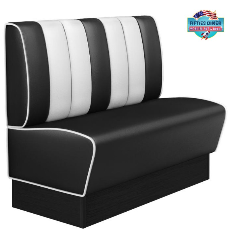 banquette de Diner américain Kansas vinyle noir base bois