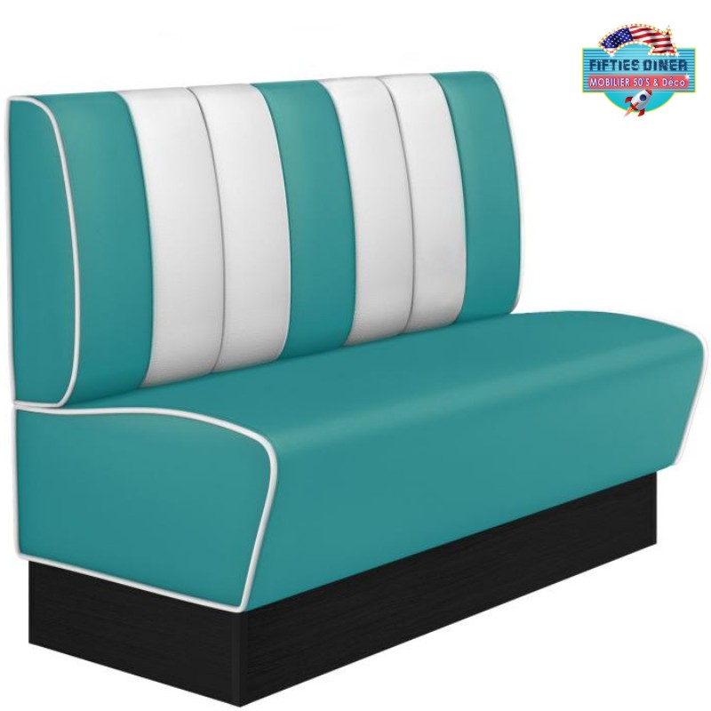 banquette de cuisine pas cher kansas vinyle bicolore turquoise et blanc