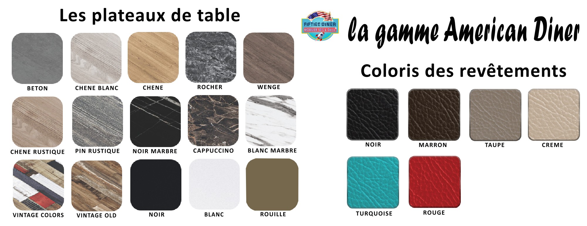 couleurs de la gamme american diner