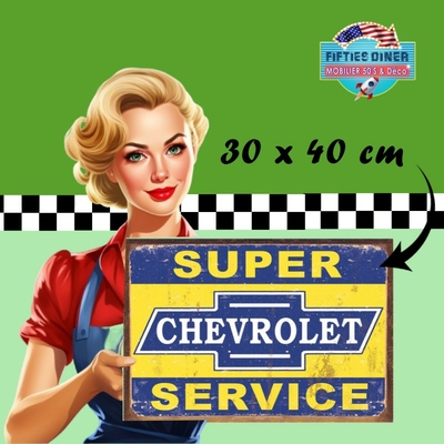 plaque métal américaine Chevrolet service 30x40 cm