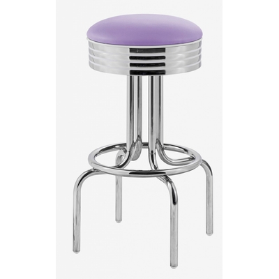 tabouret de bar professionnel chromé assise vinyle mauve