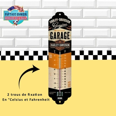 thermomètre métal Harley Davidson garage vintage