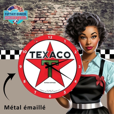 horloge murale émaillée vintage américaine logo texaco