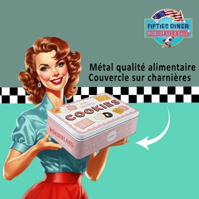 boite à sucre en métal américaine wonder cookies rétro