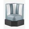 banquette d'angle de cuisine rétro en vinyle bleu poudre et blanc