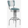 tabouret de bar rétro chromé et pivotant vinyle bicolore bleu et blanc