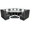 coin repas vintage banquettes noir et blanc et table en formica