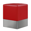tabouret pouf rétro en vinyle rouge et inox pour restaurant