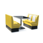 mobilier de Diner américain banquettes jaune et blanche