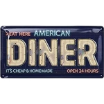 plaque vintage néon american diner 34x17cm