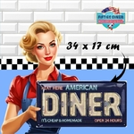 plaque métal rétro néon américan Diner 34x17