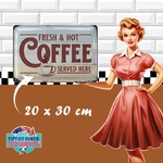 plaque déco américaine rétro fresh coffee 20x30 cm