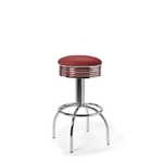 tabouret rétro chromé pivotant rouge ruby