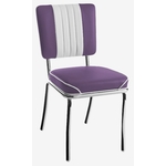 chaise New-york rétro chromée bicolore aubergine blanc