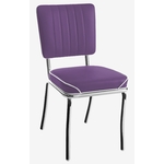 chaise chromée en vinyle violet aubergine rétro
