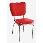 chaise de salon rétro chromée Chicago vinyle rouge