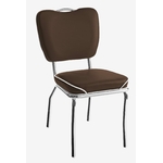 chaise rétro Chicago vinyle marron passepoil blanc