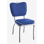 chaise rétro chromée Chicago vinyle bleu