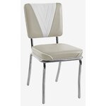 chaise chrome et vinyle bicolore Lexington beige et blanc