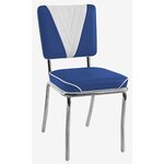 chaise chromée Rétro Lexington vinyle bicolore bleu et blanc