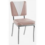 chaise Lexington chromée vinyle bicolore rose et blanc