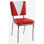 chaise vintage chromée Lexington vinyle rouge passepoil blanc