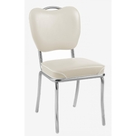 chaise confort Memphis rétro similicuir beige passepoil blanc