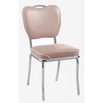 chaise de cuisine rose Memphis chromée passepoil blanc