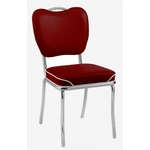 chaise de cuisine vintage Memphis rouge ruby passepoil blanc
