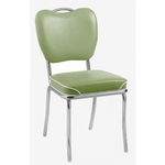 chaise en vinyle vert pistache memphis chromée vintage