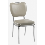 chaise vintage Memphis chromée et vinyle beige et balnc