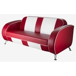 canapé américain Dallas bicolore en vinyle rouge