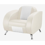 fauteuil 50s américain ivoire et blanc pieds chromés Atlanta