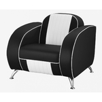 fauteuil Atlanta en vinyle bicolore noir et blanc vintage