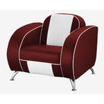 fauteuil club rétro Atlanta bicolore ruby et blanc