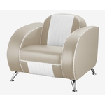 fauteuil rétro américain Atlanta beige et blanc en vinyle