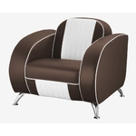 fauteuil rétro Atlanta en vinyle bicolore marron et blanc
